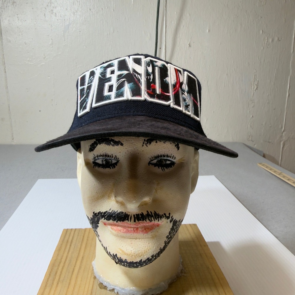 Marvel Venom Snapback Baseball Cap Adjustable Dark Blue Suede Brim